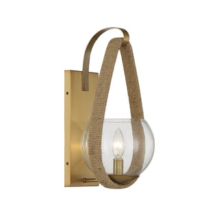 Ashe 1-Light Wall Sconce in Warm Brass and Rope