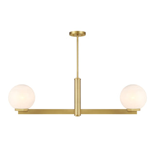 2-Light Linear Chandelier in Natural Brass