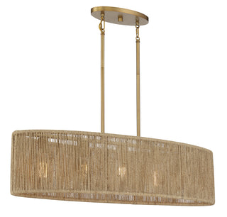 Ashe 5-Light Oval Chandelier in Warm Brass and Rope