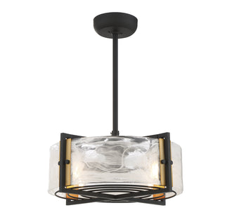 Hayward 4-Light Fan D'Lier in Matte Black with Warm Brass Accents