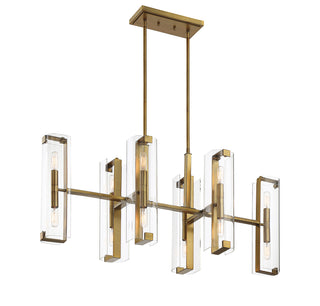 Winfield 12-Light Linear Chandelier in Warm Brass