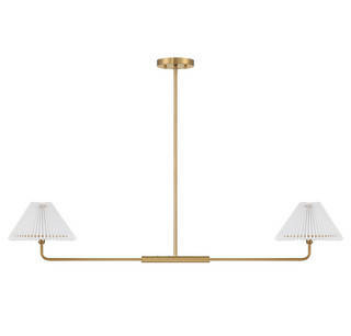 2-Light Linear Chandelier in Natural Brass