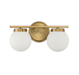 2-Light Bathroom Vanity Light in Natural Brass