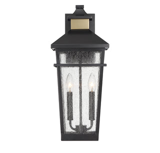 Kingsley 2-Light Outdoor Wall Lantern in Matte Black with Warm Brass Accents