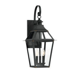 Jackson 3-Light Outdoor Wall Lantern in Matte Black with Gold Highlights