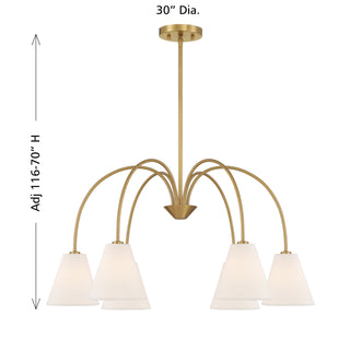 6-Light Chandelier in Natural Brass