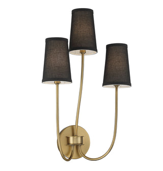 3-Light Wall Sconce in Natural Brass