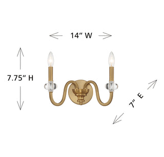 Bergdorf 2-Light Wall Sconce in Warm Brass