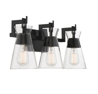 Lakewood 3-Light Bathroom Vanity Light in Matte Black