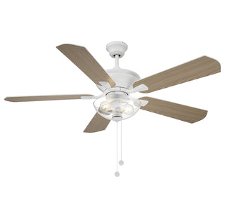 52" 2-Light Outdoor Ceiling Fan in White