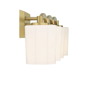 Whitney 4-Light Bathroom Vanity Light in Warm Brass