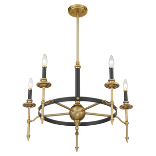 Consulate 5-Light Chandelier in Matte Black and Warm Brass
