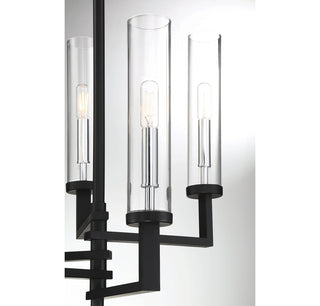 Folsom 5-Light Adjustable Chandelier in Matte Black with Polished Chrome Accents