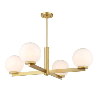 4-Light Chandelier in Natural Brass
