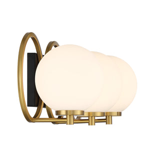 Alhambra 3-Light Bathroom Vanity Light in Matte Black with Warm Brass