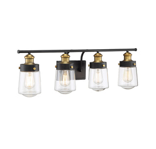 Macauley 4-Light Bathroom Vanity Light in Vintage Black with Warm Brass