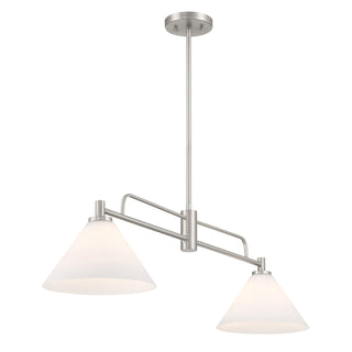 2-Light Linear Chandelier in Brushed Nickel