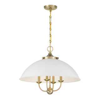 Monterey 4-Light Pendant in White and Warm Brass