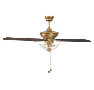 52" 2-Light Outdoor Ceiling Fan in Natural Brass