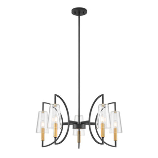 Hanley 5-Light Chandelier in Matte Black and Warm Brass
