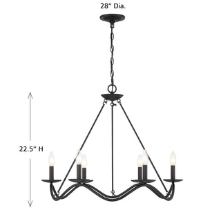 6-Light Chandelier in Matte Black