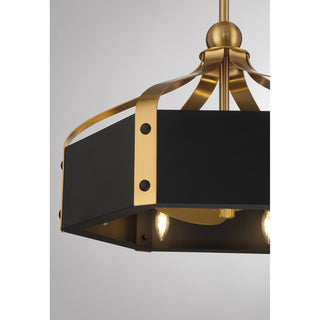 Sheffield 6-Light LED Fan D'Lier in Matte Black with Warm Brass Accents