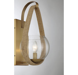 Ashe 1-Light Wall Sconce in Warm Brass and Rope
