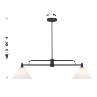 2-Light Linear Chandelier in Matte Black
