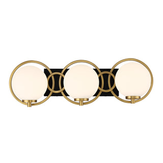 Alhambra 3-Light Bathroom Vanity Light in Matte Black with Warm Brass