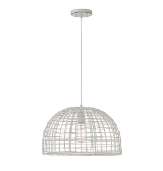 1-Light Pendant in White Rattan with A White Socket 