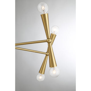 10-Light Chandelier in Natural Brass