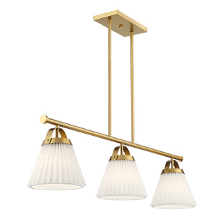 3-Light Linear Chandelier in Natural Brass