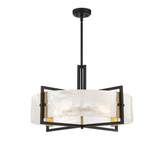 Hayward 5-Light Pendant in Matte Black with Warm Brass Accents