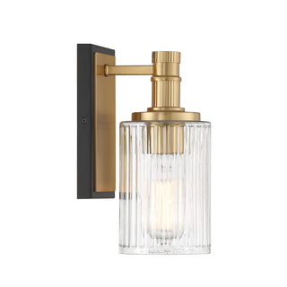 Concord 1-Light Wall Sconce in Matte Black with Warm Brass