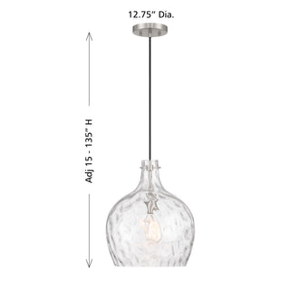 1-Light Pendant in Brushed Nickel