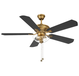 52" 2-Light Outdoor Ceiling Fan in Natural Brass