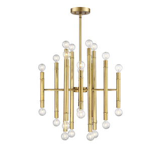 24-Light Chandelier in Natural Brass
