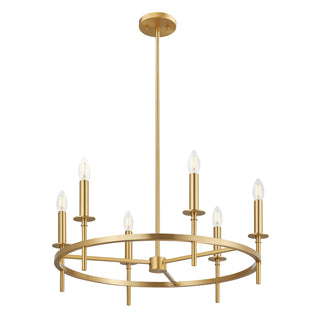 6-Light Chandelier in Natural Brass