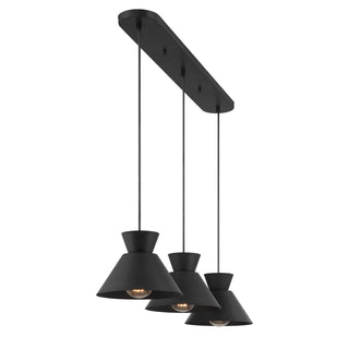 3-Light Linear Chandelier in Matte Black