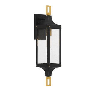 Glendale 1-Light Outdoor Wall Lantern in Matte Black and Weathered Brushed Brass