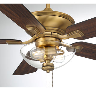 52" 2-Light Outdoor Ceiling Fan in Natural Brass