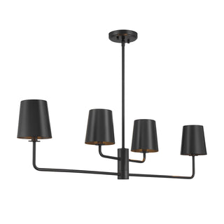 4-Light Linear Chandelier in Matte Black