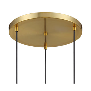 3-Light Multi-Point Chandelier in Natural Brass
