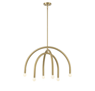 6-Light Chandelier in Natural Brass