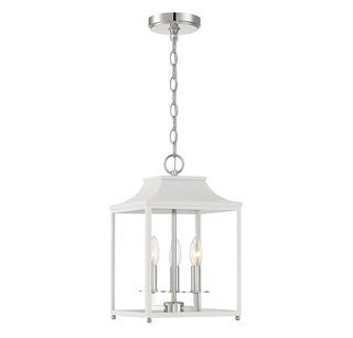 3-Light Pendant in White with Polished Nickel
