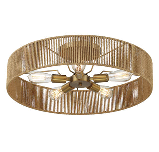 Ashe 5-Light Ceiling Light in Warm Brass and Rope