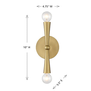 2-Light Wall Sconce in Natural Brass