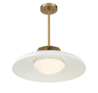 Gavin 1-Light Pendant in White with Warm Brass Accents