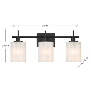 3-Light Bathroom Vanity Light in Matte Black