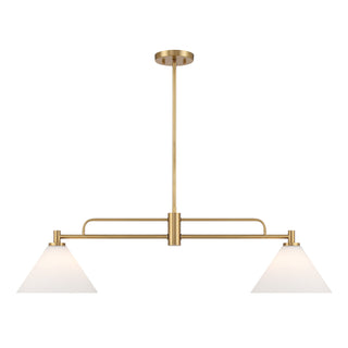 2-Light Linear Chandelier in Natural Brass